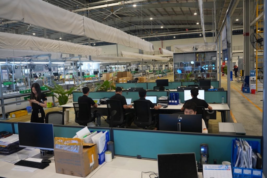 A professional warehouse workspace showing efficient order fulfillment for a real business