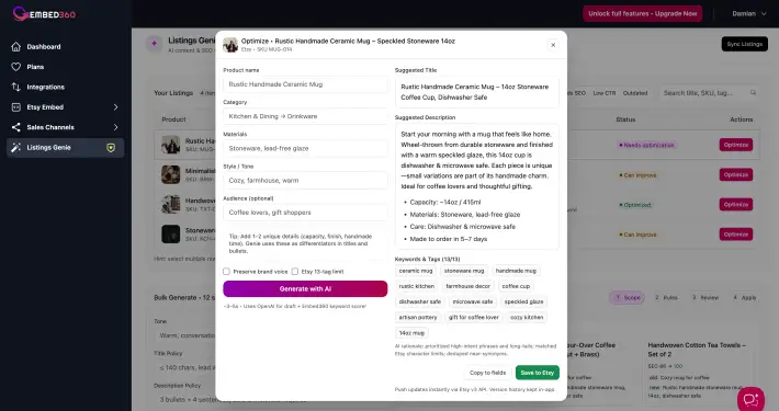enhance your store using listings genie product listings